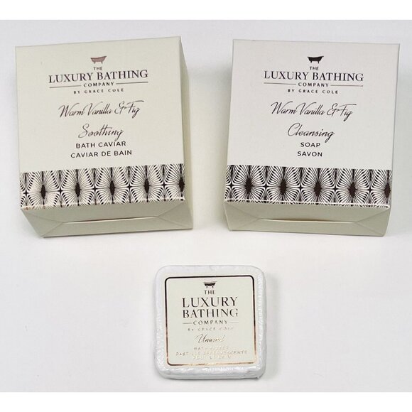Lot 3 The Luxury Bathing Company Warm Vanilla & Fig Soap Bath Caviar Fizzer NIP - Picture 1 of 2